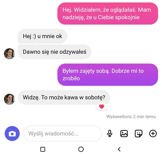 Rozmowa po wysłaniu skryptu: ona odpisuje i proponuje spotkanie.